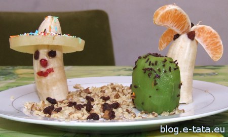 Meksykanin zrobiony z banana i ananasa, potrawa, deser zrobiony przez dzieci